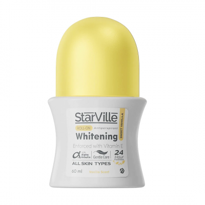 STARVILLE WHITENING ROLL ON ANTIPERSPIRANT SWEET VANILLA WITH VITAMIN E FOR ALL SKIN TYPES 24 HOURS 60 ML